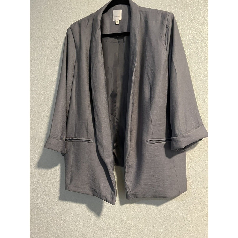 Lauren Conrad Women's XXL  Gray Classy Blazer Jacket 3/4 Sleeve AH1